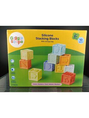 Gigglescape Silicone Stacking Blocks With Storage Bag 10 Pcs